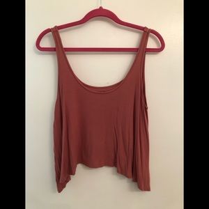 Bongo tan / dark coral color crop top